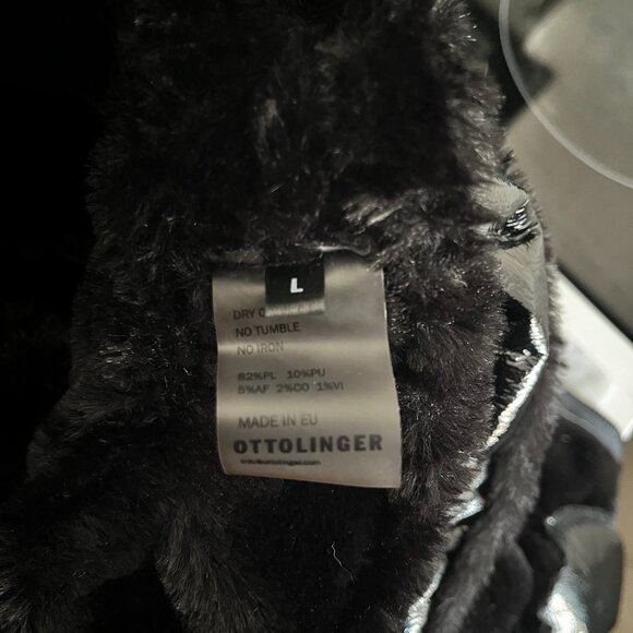 OTTOLINGER FAUX SHEARLING L BLACK TWO PIECE JACKET - Picture 6 of 6